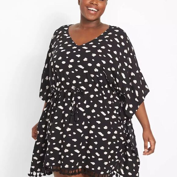 Cacique Other - Cacique by Lane Bryant - Woven Dolman Cover-Up - Tassel Trim